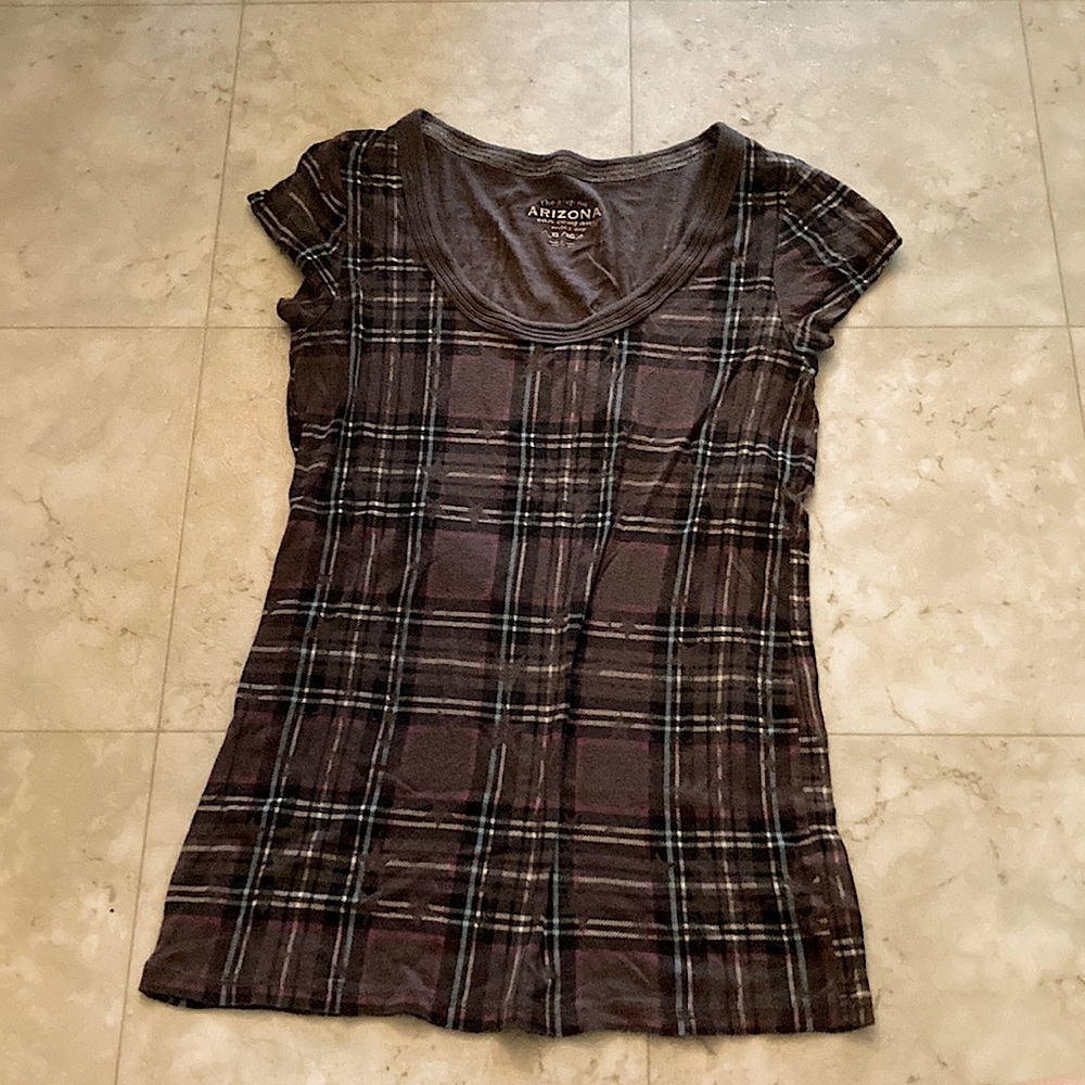 Girls XL Arizona gray plaid and stars shirt